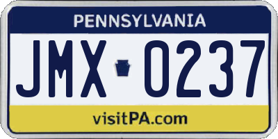 PA license plate JMX0237