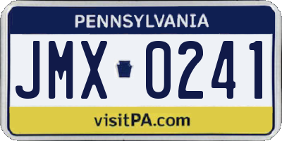 PA license plate JMX0241