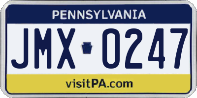 PA license plate JMX0247