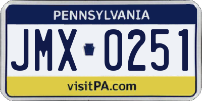 PA license plate JMX0251