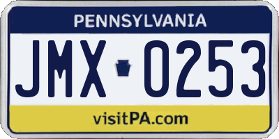 PA license plate JMX0253