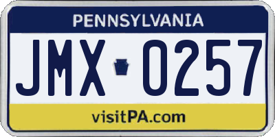PA license plate JMX0257