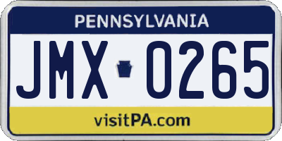 PA license plate JMX0265