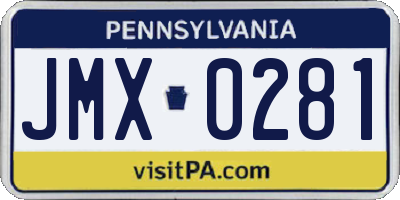 PA license plate JMX0281