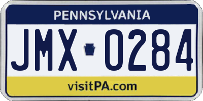 PA license plate JMX0284