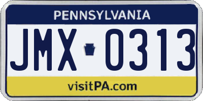 PA license plate JMX0313