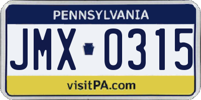 PA license plate JMX0315