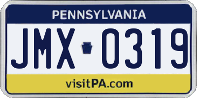 PA license plate JMX0319