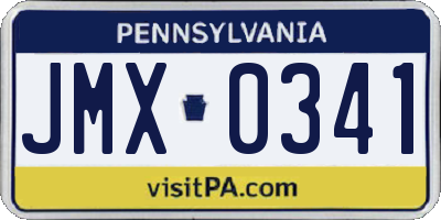 PA license plate JMX0341