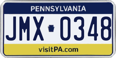 PA license plate JMX0348