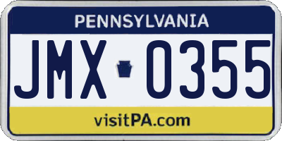 PA license plate JMX0355