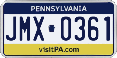 PA license plate JMX0361