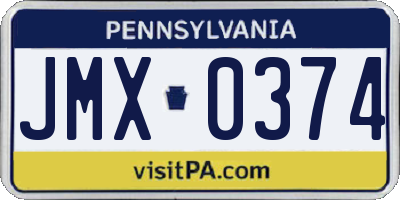 PA license plate JMX0374