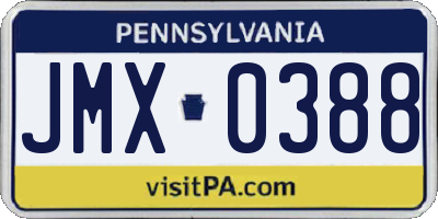 PA license plate JMX0388