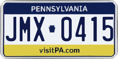 PA license plate JMX0415