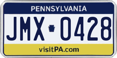 PA license plate JMX0428