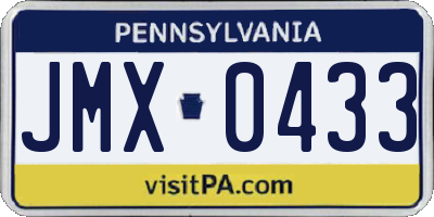 PA license plate JMX0433