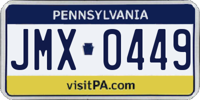 PA license plate JMX0449