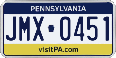 PA license plate JMX0451