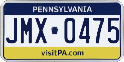 PA license plate JMX0475