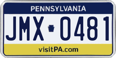 PA license plate JMX0481
