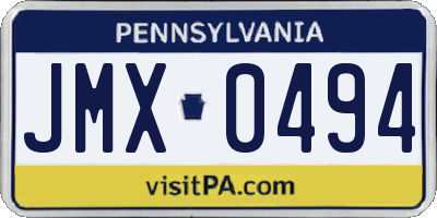 PA license plate JMX0494