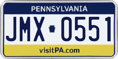 PA license plate JMX0551