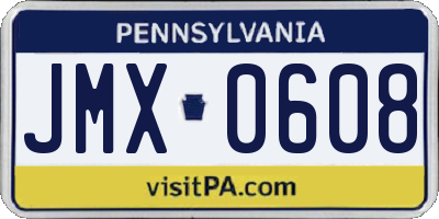PA license plate JMX0608