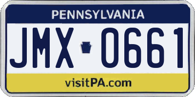 PA license plate JMX0661