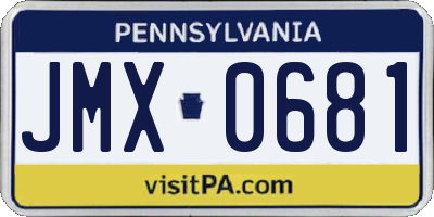 PA license plate JMX0681