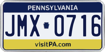 PA license plate JMX0716