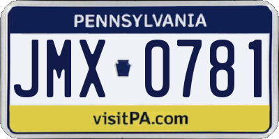 PA license plate JMX0781
