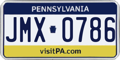 PA license plate JMX0786