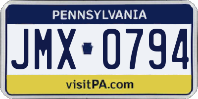 PA license plate JMX0794