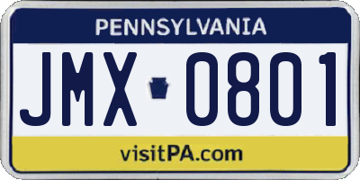 PA license plate JMX0801
