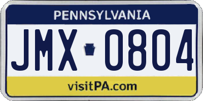 PA license plate JMX0804