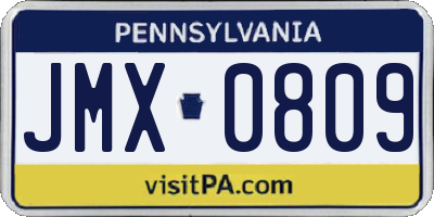 PA license plate JMX0809