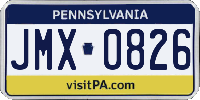 PA license plate JMX0826