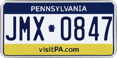 PA license plate JMX0847