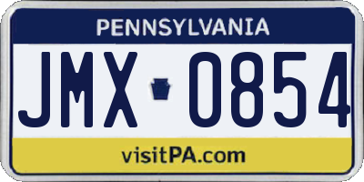 PA license plate JMX0854
