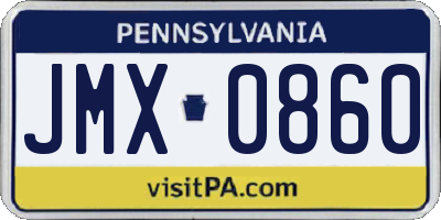 PA license plate JMX0860