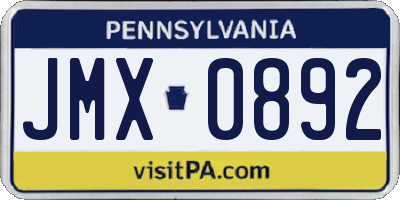 PA license plate JMX0892