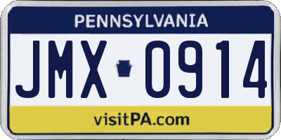 PA license plate JMX0914