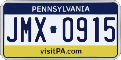 PA license plate JMX0915