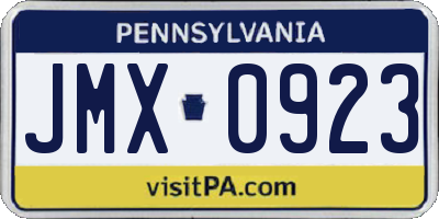 PA license plate JMX0923