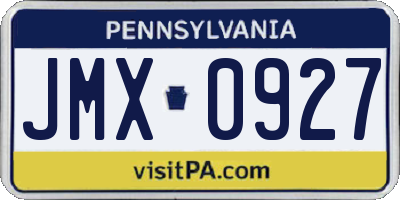 PA license plate JMX0927