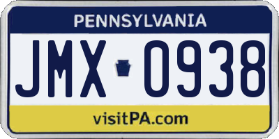 PA license plate JMX0938