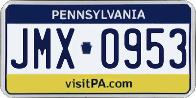 PA license plate JMX0953