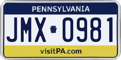 PA license plate JMX0981