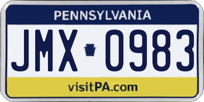 PA license plate JMX0983